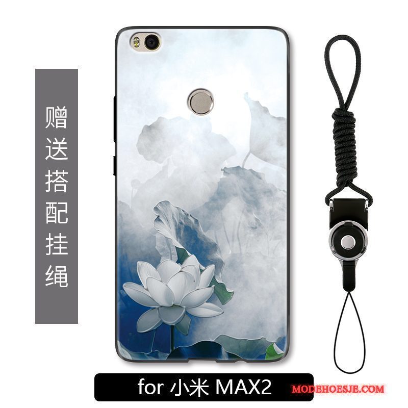 Hoesje Mi Max 2 Vintage Eenvoudige Mini, Hoes Mi Max 2 Mode Zwart Bloemen