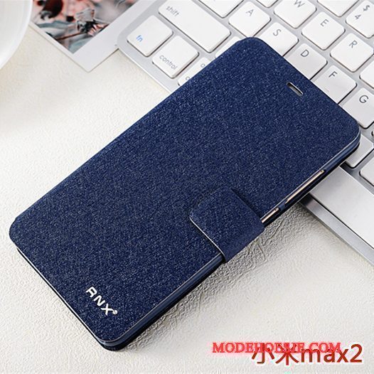 Hoesje Mi Max 2 Zakken Blauw Anti-fall, Hoes Mi Max 2 Leer Telefoon Mini