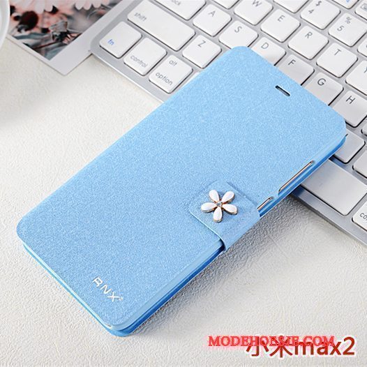 Hoesje Mi Max 2 Zakken Blauw Anti-fall, Hoes Mi Max 2 Leer Telefoon Mini