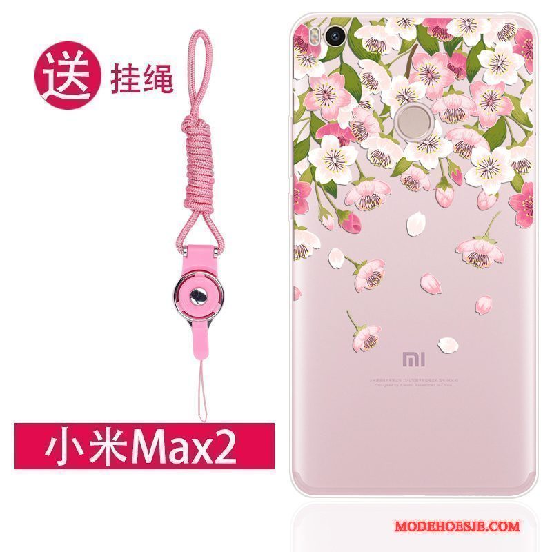 Hoesje Mi Max 2 Zakken Hanger Persoonlijk, Hoes Mi Max 2 Siliconen Mini Roze