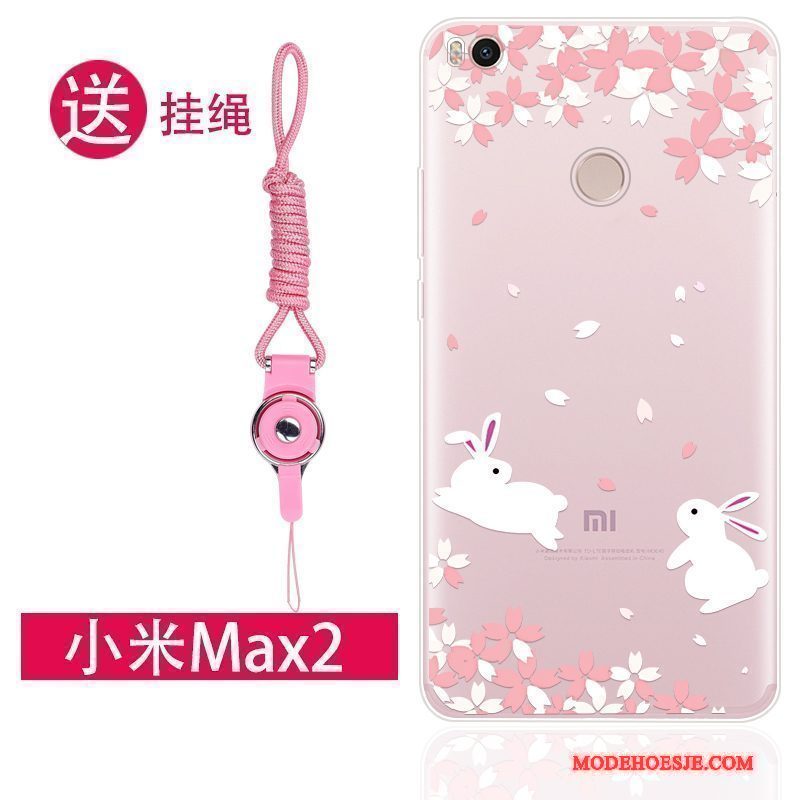 Hoesje Mi Max 2 Zakken Hanger Persoonlijk, Hoes Mi Max 2 Siliconen Mini Roze