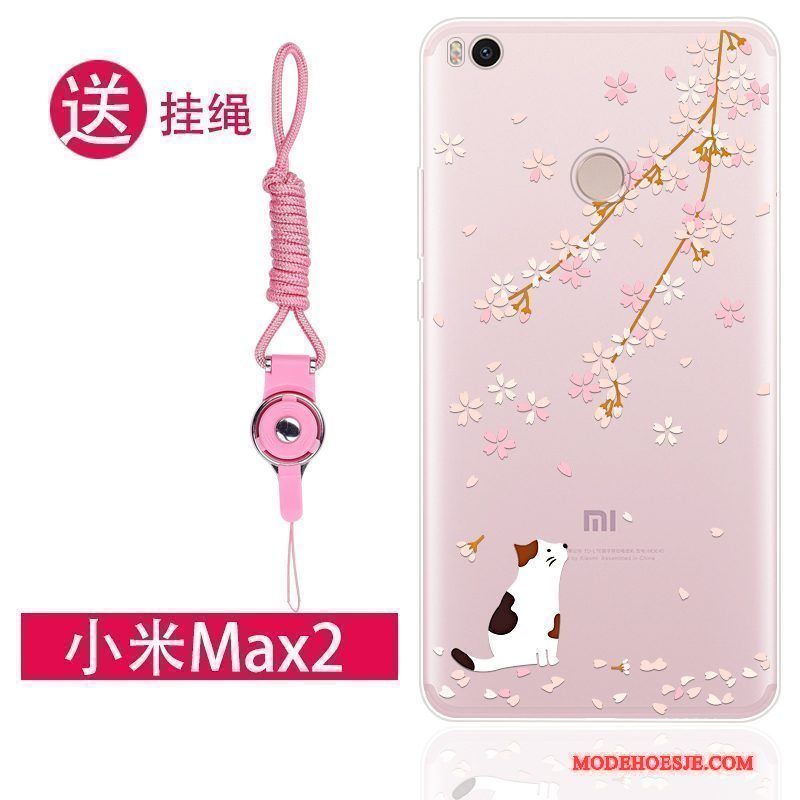 Hoesje Mi Max 2 Zakken Hanger Persoonlijk, Hoes Mi Max 2 Siliconen Mini Roze