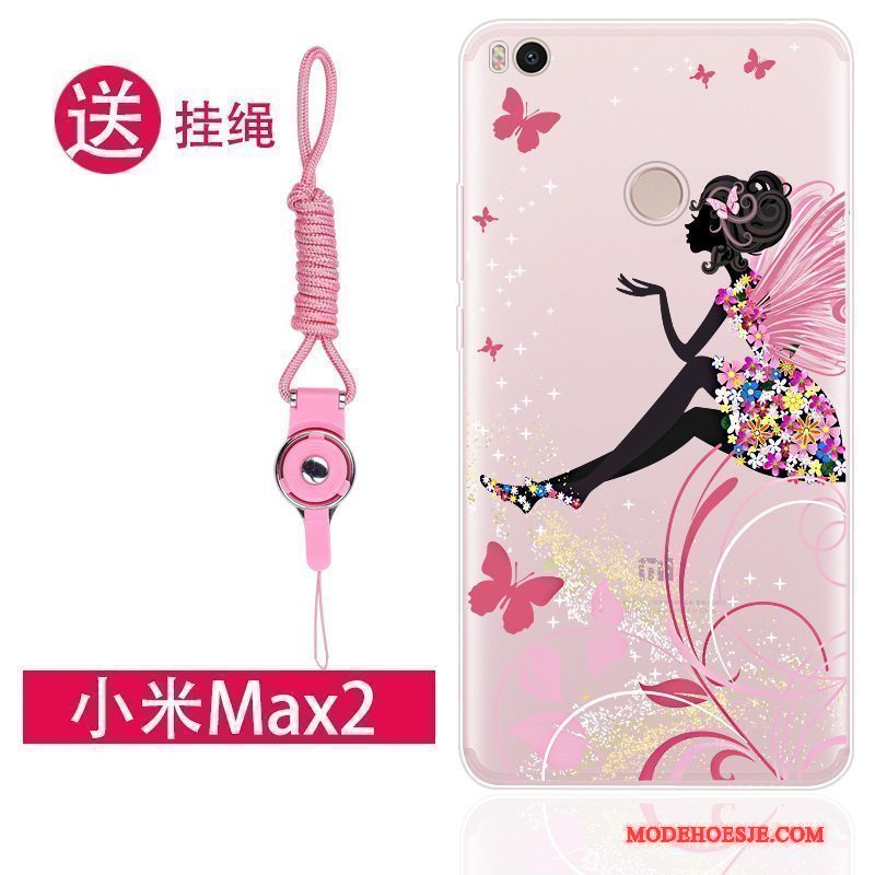 Hoesje Mi Max 2 Zakken Hanger Persoonlijk, Hoes Mi Max 2 Siliconen Mini Roze