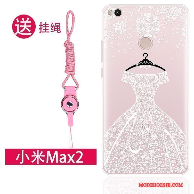 Hoesje Mi Max 2 Zakken Hanger Persoonlijk, Hoes Mi Max 2 Siliconen Mini Roze