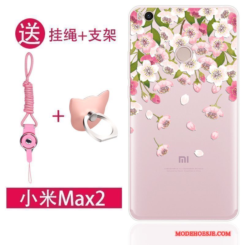 Hoesje Mi Max 2 Zakken Hanger Persoonlijk, Hoes Mi Max 2 Siliconen Mini Roze