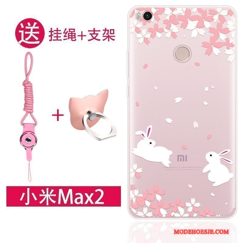 Hoesje Mi Max 2 Zakken Hanger Persoonlijk, Hoes Mi Max 2 Siliconen Mini Roze