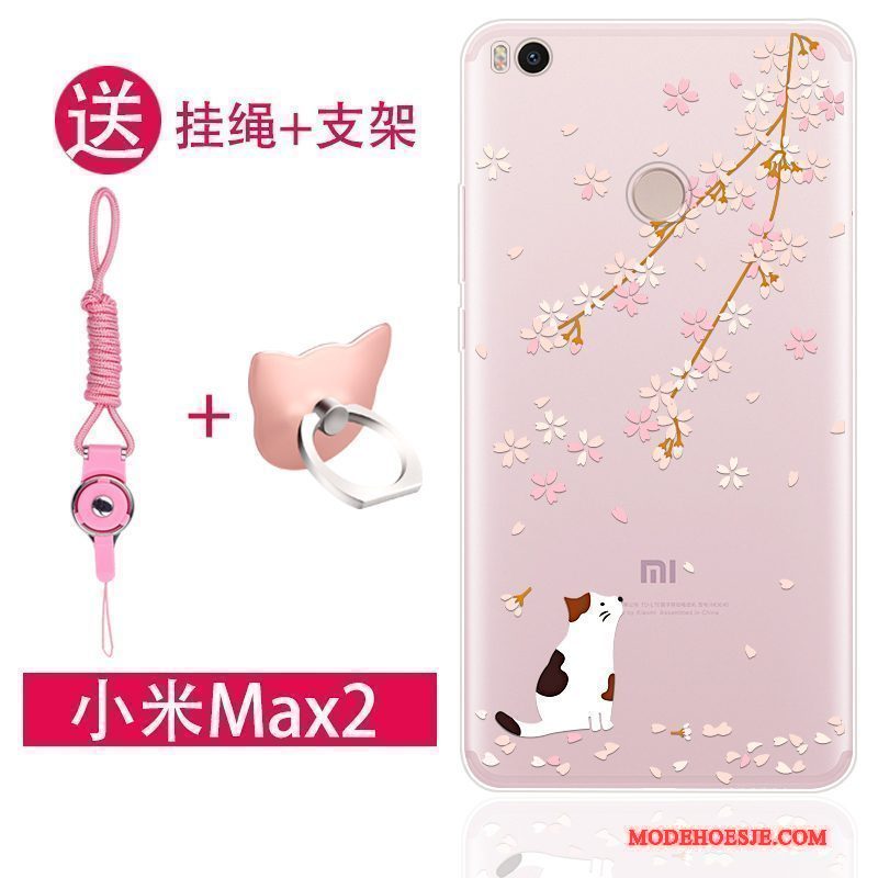 Hoesje Mi Max 2 Zakken Hanger Persoonlijk, Hoes Mi Max 2 Siliconen Mini Roze