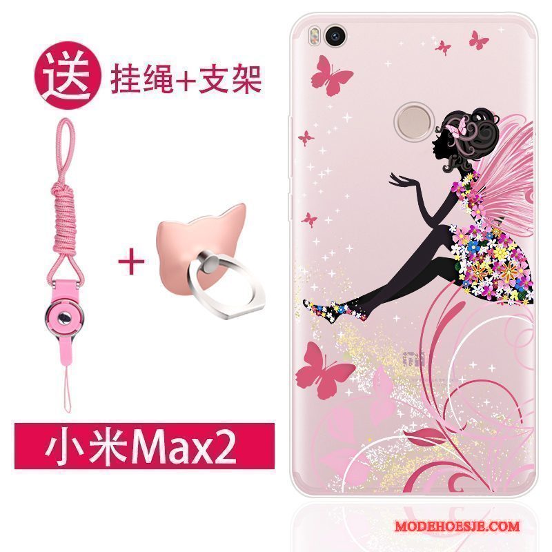 Hoesje Mi Max 2 Zakken Hanger Persoonlijk, Hoes Mi Max 2 Siliconen Mini Roze