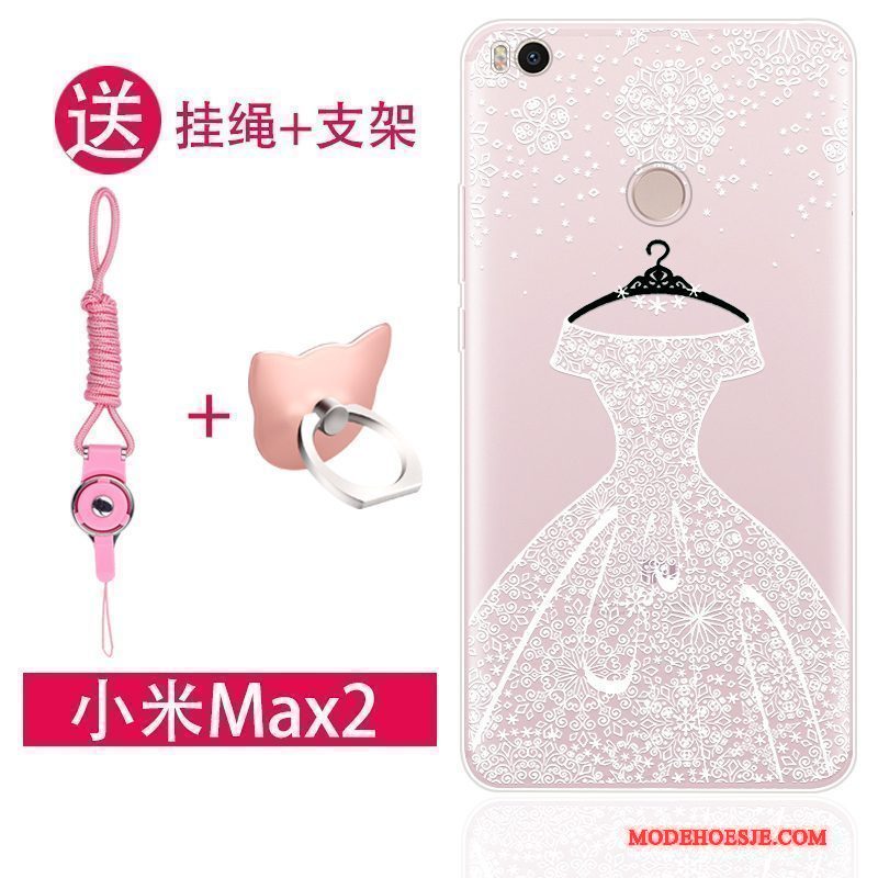 Hoesje Mi Max 2 Zakken Hanger Persoonlijk, Hoes Mi Max 2 Siliconen Mini Roze