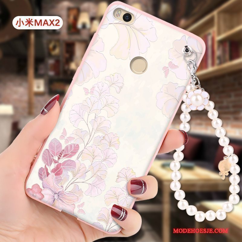 Hoesje Mi Max 2 Zakken Roze Hanger, Hoes Mi Max 2 Reliëf Anti-fall Mini