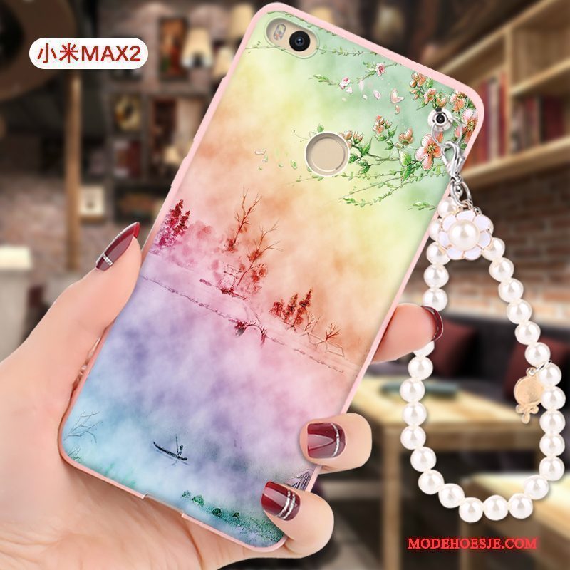 Hoesje Mi Max 2 Zakken Roze Hanger, Hoes Mi Max 2 Reliëf Anti-fall Mini