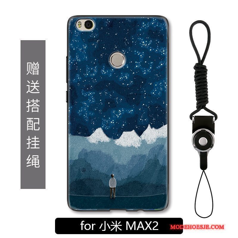 Hoesje Mi Max 2 Zakken Telefoon Blauw, Hoes Mi Max 2 Reliëf Anti-fall Persoonlijk