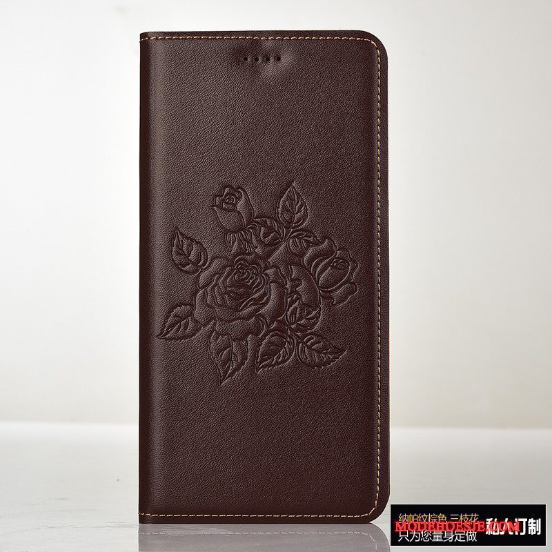 Hoesje Mi Mix 2 Leer Khaki Mini, Hoes Mi Mix 2 Bescherming Reliëftelefoon