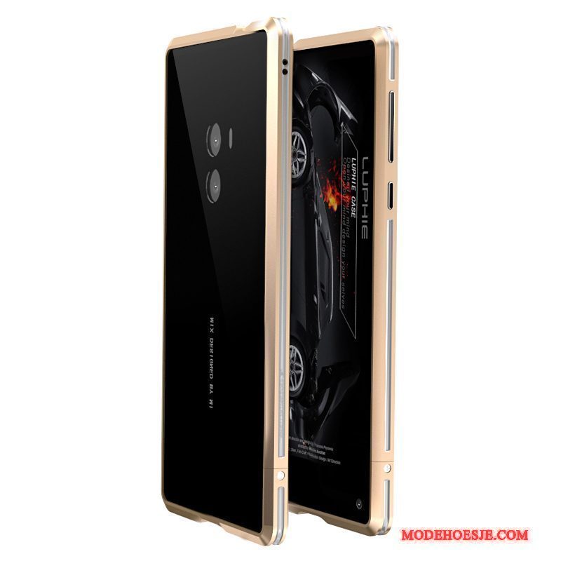 Hoesje Mi Mix 2 Metaal Telefoon Omlijsting, Hoes Mi Mix 2 Bescherming Goud Mini