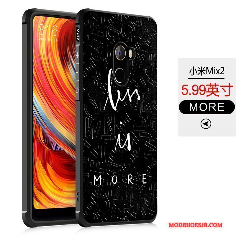 Hoesje Mi Mix 2 Zacht Mini Anti-fall, Hoes Mi Mix 2 Spotprent Zwarttelefoon