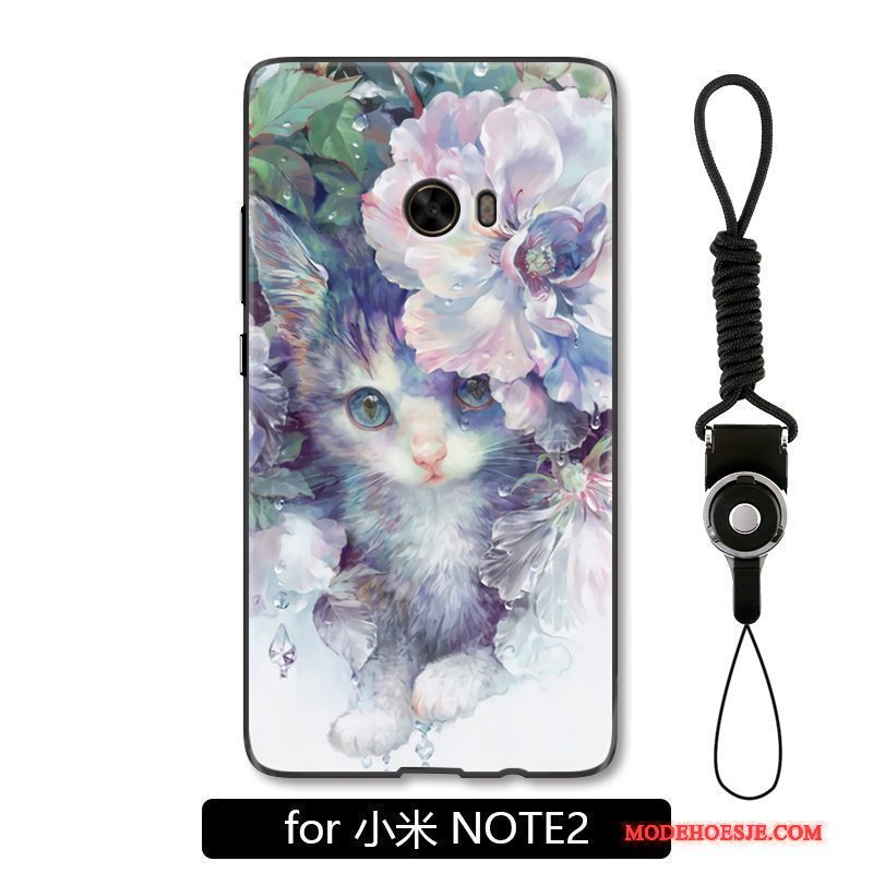 Hoesje Mi Note 2 Luxe Zwarttelefoon, Hoes Mi Note 2 Scheppend Bloemen Mini