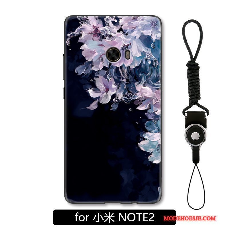 Hoesje Mi Note 2 Luxe Zwarttelefoon, Hoes Mi Note 2 Scheppend Bloemen Mini