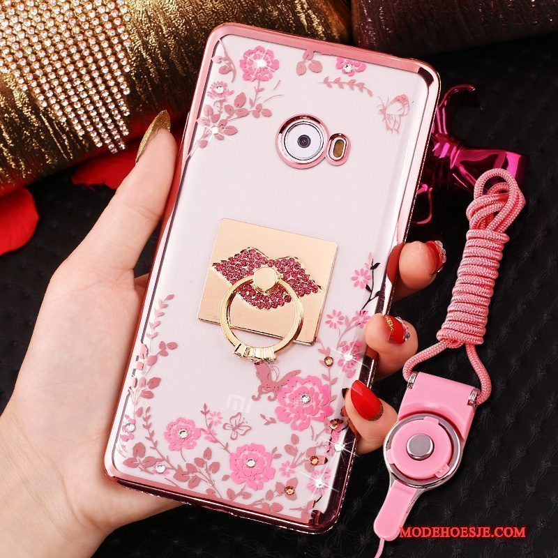 Hoesje Mi Note 2 Siliconen Minitelefoon, Hoes Mi Note 2 Zacht Ring Rose Goud