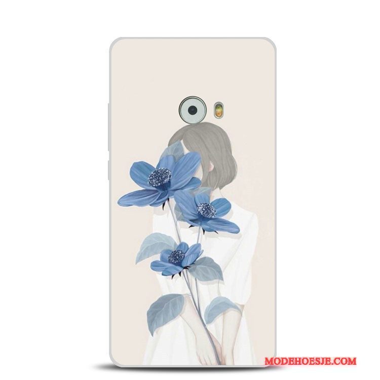 Hoesje Mi Note 2 Zacht Bloemen Blauw, Hoes Mi Note 2 Siliconen Telefoon Mini