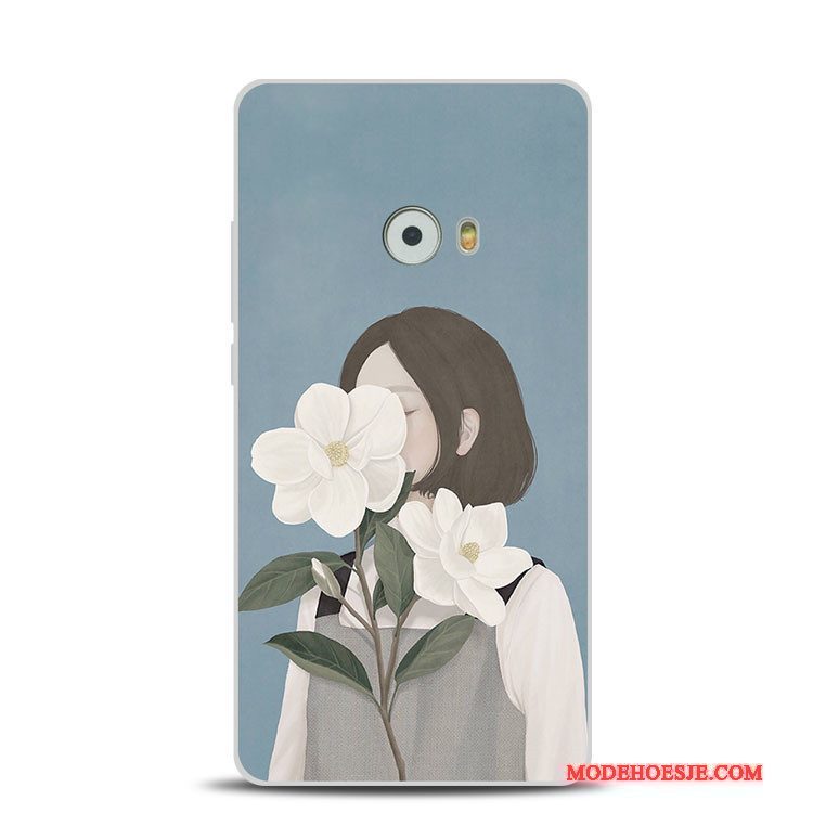 Hoesje Mi Note 2 Zacht Bloemen Blauw, Hoes Mi Note 2 Siliconen Telefoon Mini