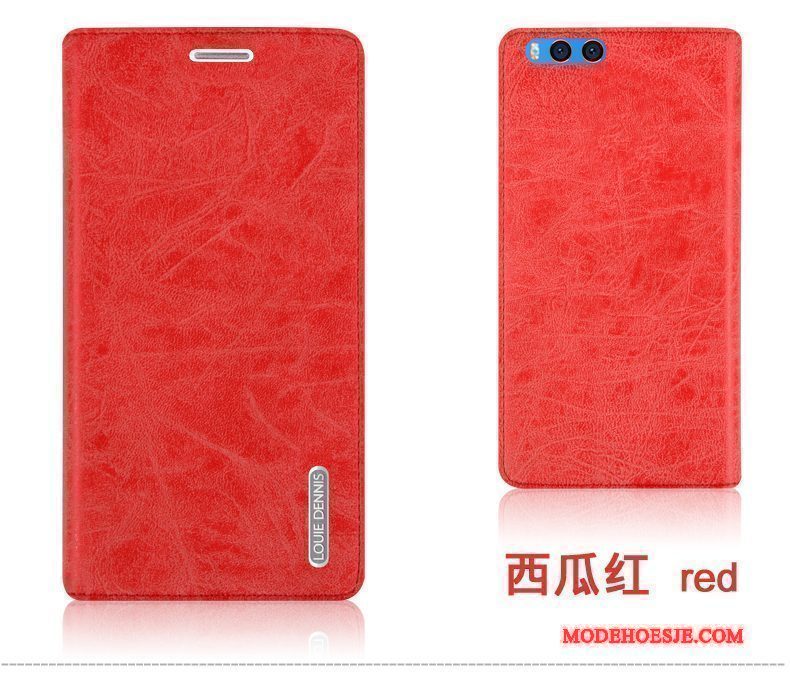 Hoesje Mi Note 3 Bescherming Achterklep Rood, Hoes Mi Note 3 Leer Telefoon Mini