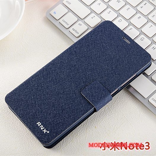 Hoesje Mi Note 3 Folio Blauw Mini, Hoes Mi Note 3 Zakken Telefoon Anti-fall