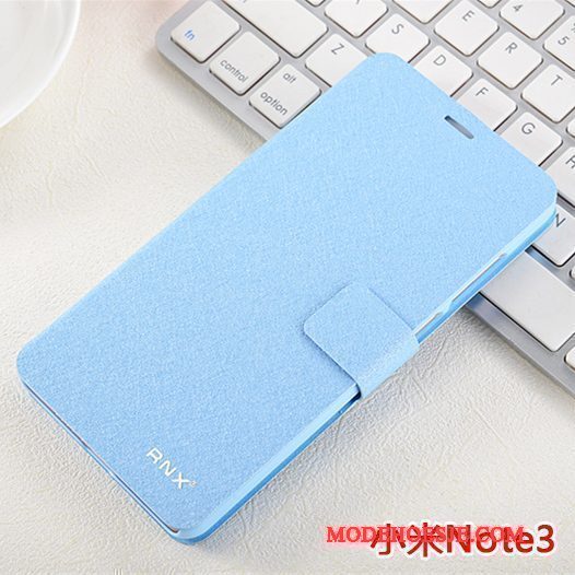 Hoesje Mi Note 3 Folio Blauw Mini, Hoes Mi Note 3 Zakken Telefoon Anti-fall