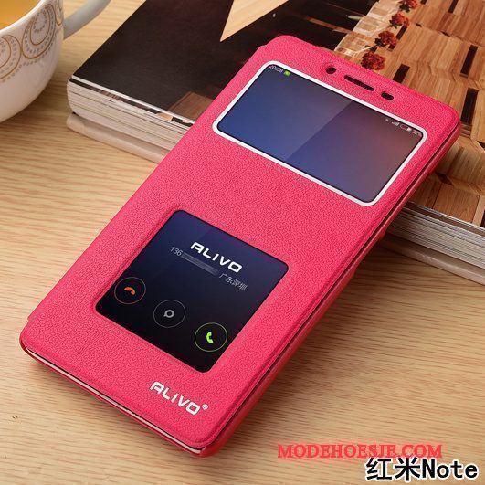 Hoesje Mi Note Bescherming Rood Wijnrood, Hoes Mi Note Folio Telefoon Mini