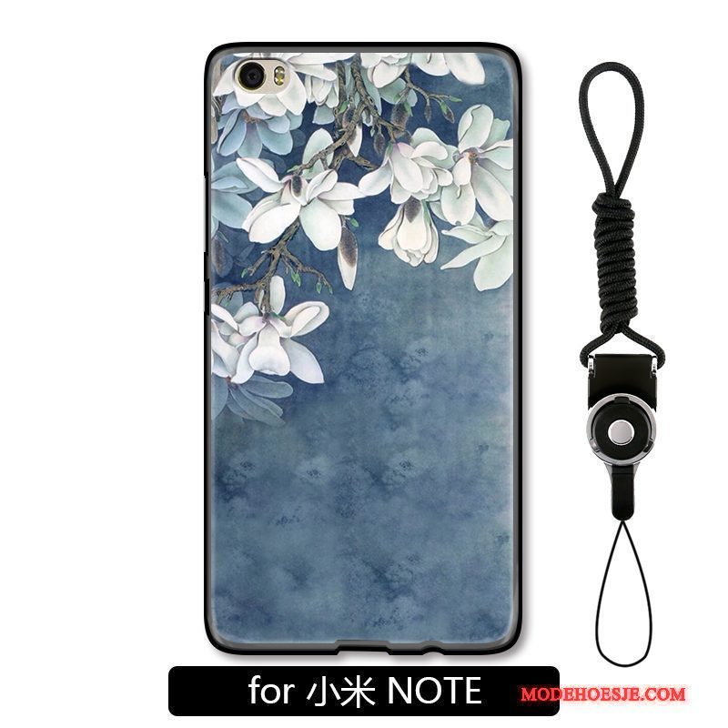 Hoesje Mi Note Mode Bloemen Kunst, Hoes Mi Note Bescherming Blauw Anti-fall