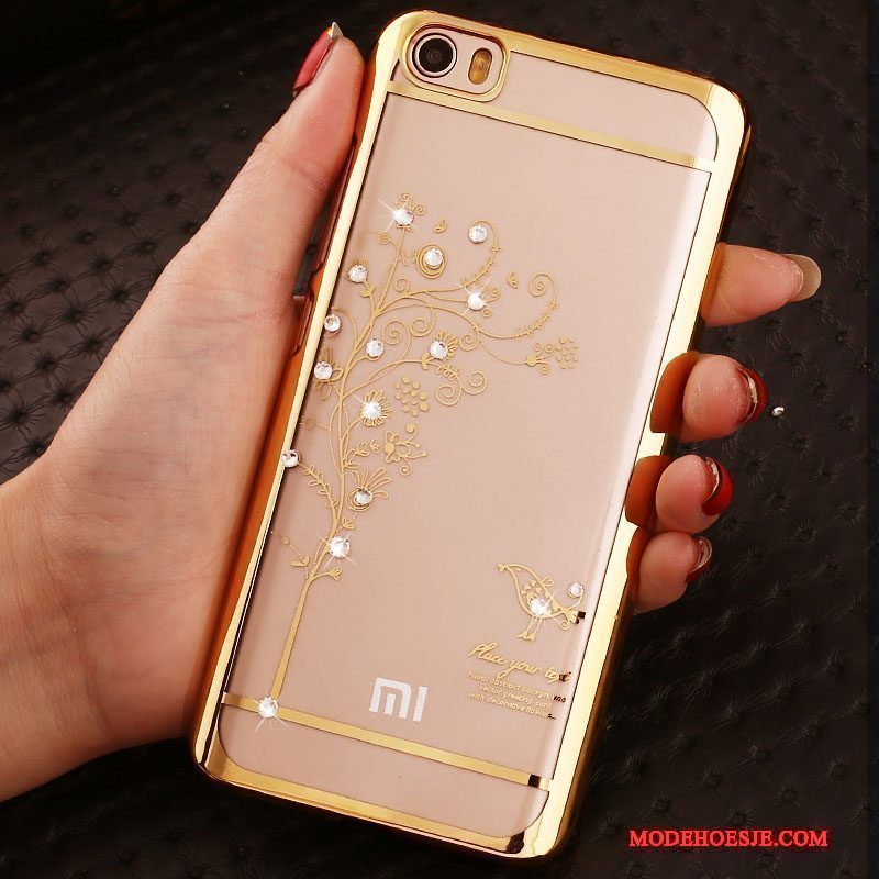 Hoesje Mi Note Strass Doorzichtig Dun, Hoes Mi Note Bescherming Goud Hard