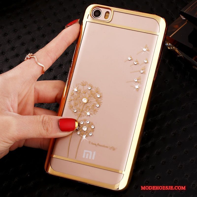 Hoesje Mi Note Strass Doorzichtig Dun, Hoes Mi Note Bescherming Goud Hard