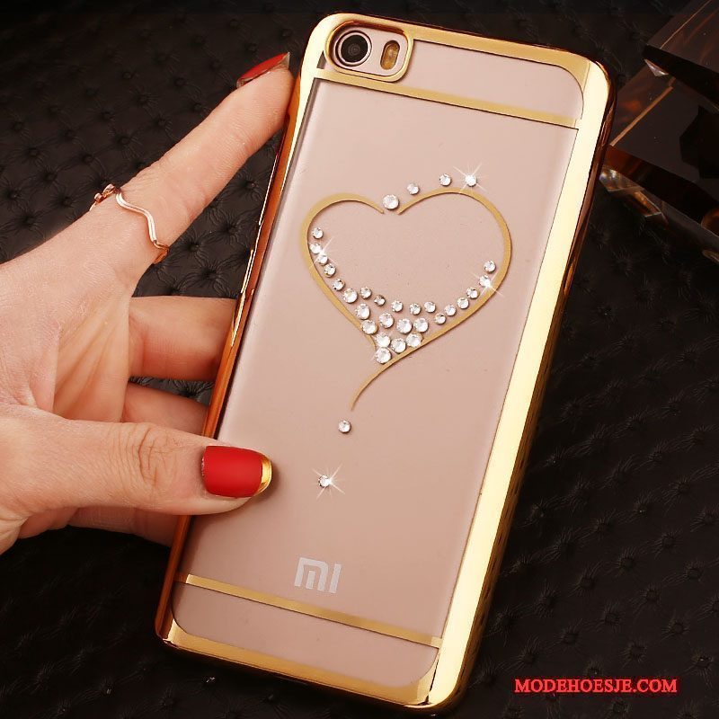 Hoesje Mi Note Strass Doorzichtig Dun, Hoes Mi Note Bescherming Goud Hard