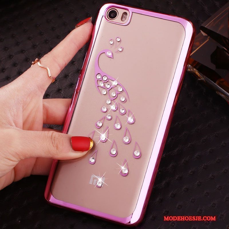 Hoesje Mi Note Strass Doorzichtig Dun, Hoes Mi Note Bescherming Goud Hard