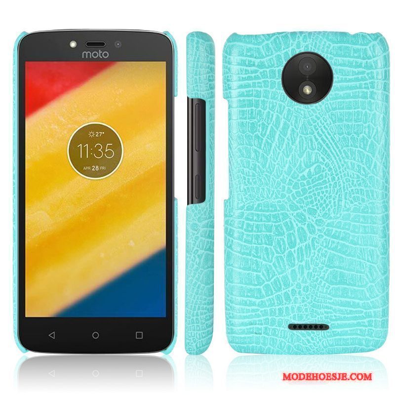 Hoesje Moto C Plus Leer Telefoon Krokodillenleer, Hoes Moto C Plus Bescherming Anti-fall Rood