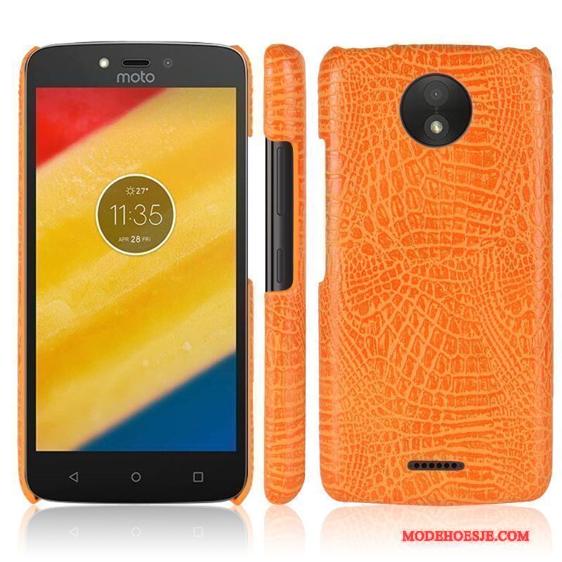 Hoesje Moto C Plus Leer Telefoon Krokodillenleer, Hoes Moto C Plus Bescherming Anti-fall Rood