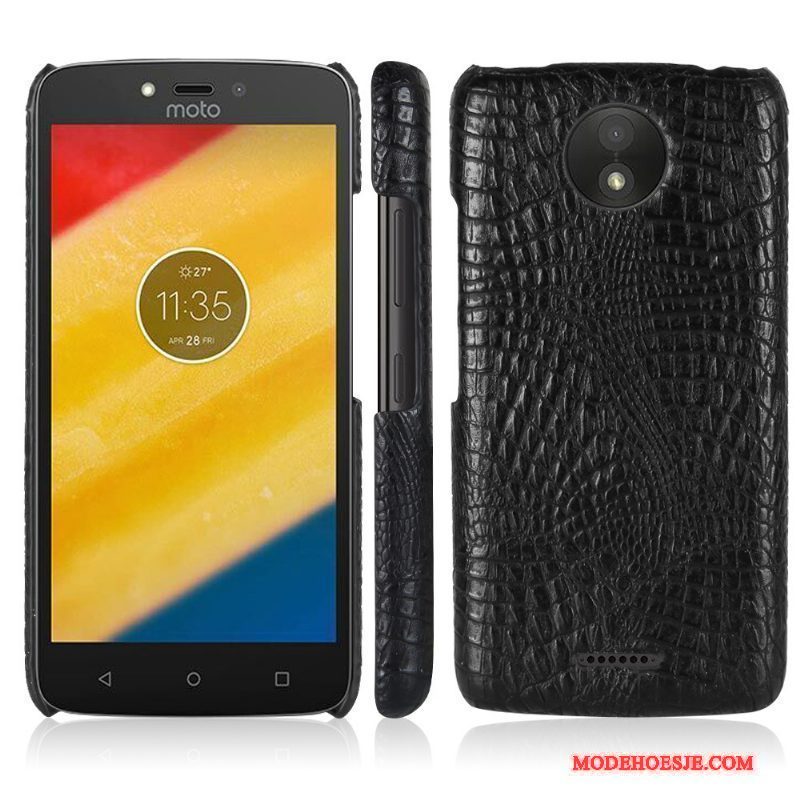 Hoesje Moto C Plus Leer Telefoon Krokodillenleer, Hoes Moto C Plus Bescherming Anti-fall Rood