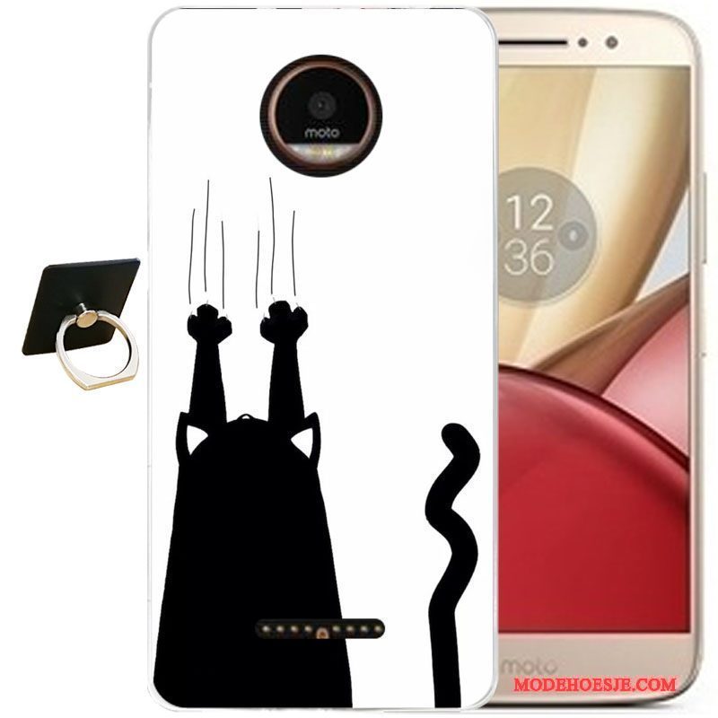 Hoesje Moto C Reliëf Anti-falltelefoon, Hoes Moto C Bescherming Doorzichtig Zwart