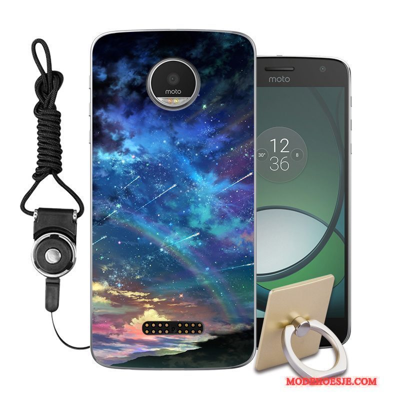 Hoesje Moto C Zacht Hangertelefoon, Hoes Moto C Siliconen Purper Anti-fall