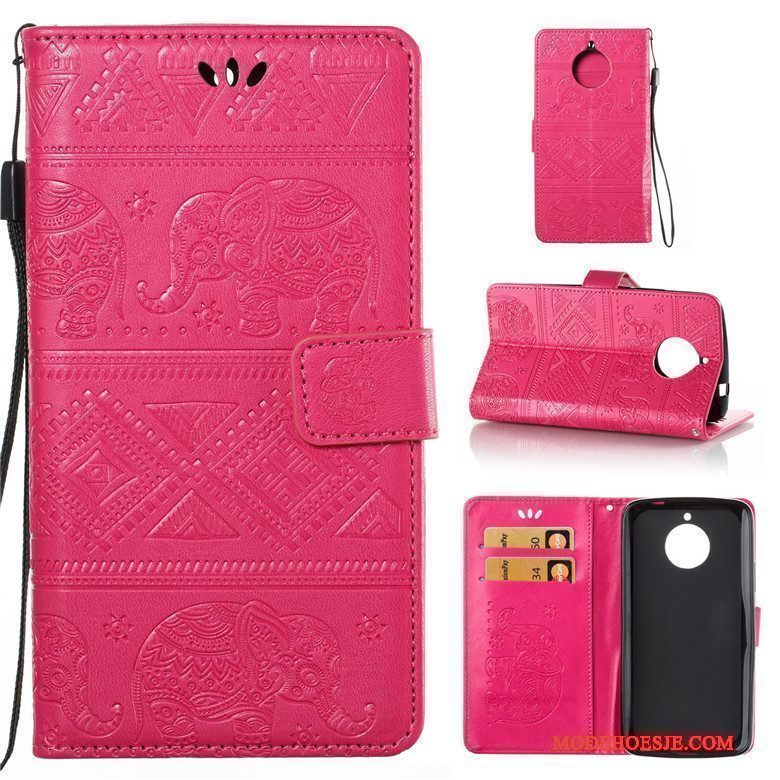 Hoesje Moto E4 Folio Anti-falltelefoon, Hoes Moto E4 Bescherming Roze