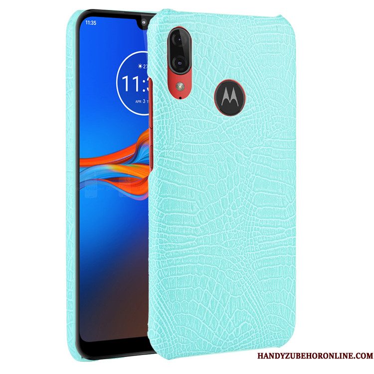 Hoesje Moto E6 Plus Leer Hard Zwart, Hoes Moto E6 Plus Bescherming Krokodillenleer Trend