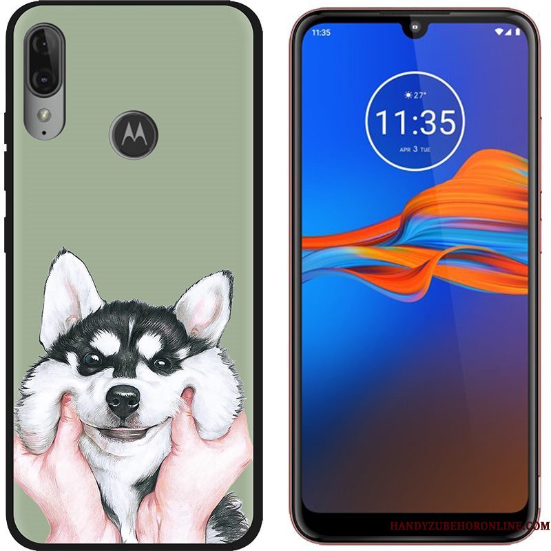 Hoesje Moto E6 Plus Spotprent Zwart Doek, Hoes Moto E6 Plus Geschilderd Groen Trend