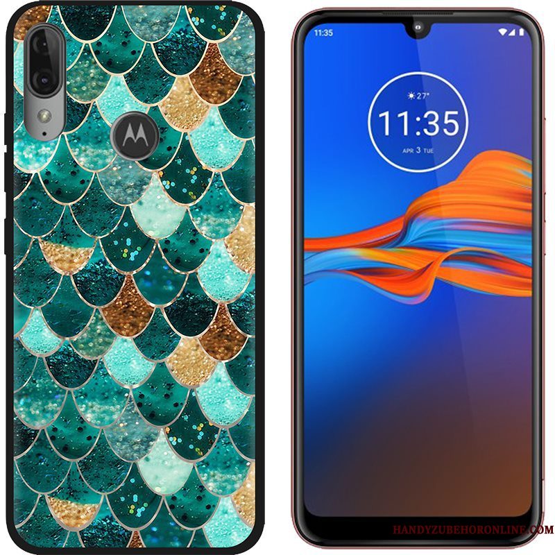 Hoesje Moto E6 Plus Spotprent Zwart Doek, Hoes Moto E6 Plus Geschilderd Groen Trend