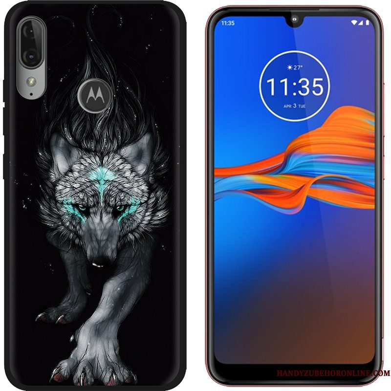 Hoesje Moto E6 Plus Spotprent Zwart Doek, Hoes Moto E6 Plus Geschilderd Groen Trend