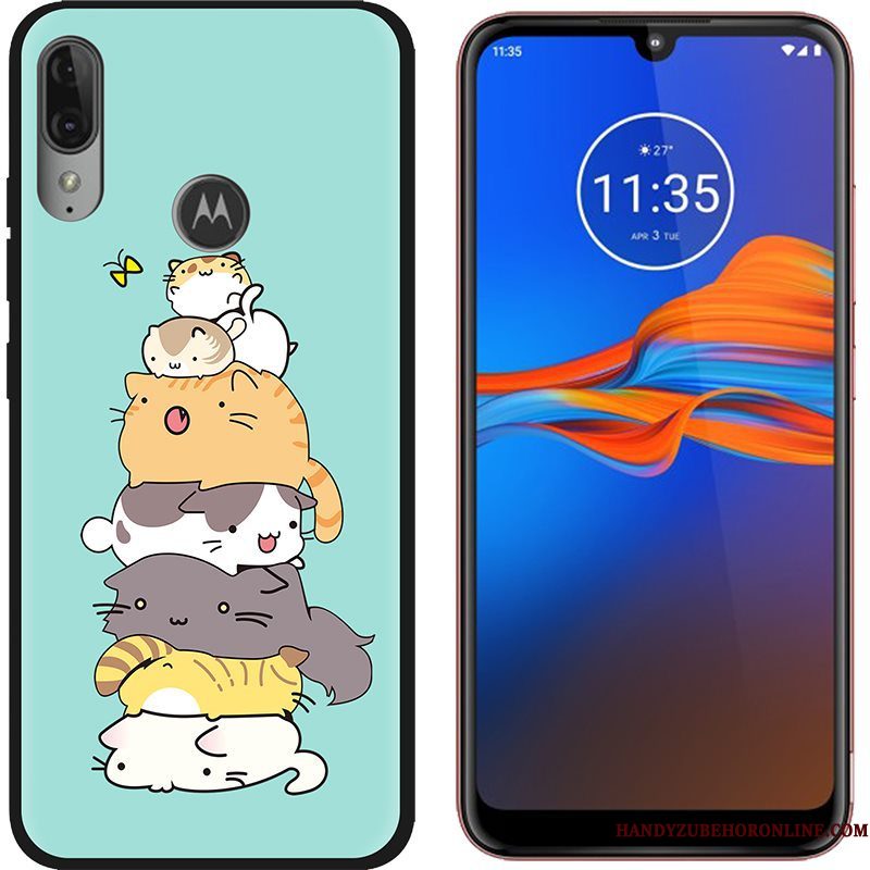 Hoesje Moto E6 Plus Spotprent Zwart Doek, Hoes Moto E6 Plus Geschilderd Groen Trend