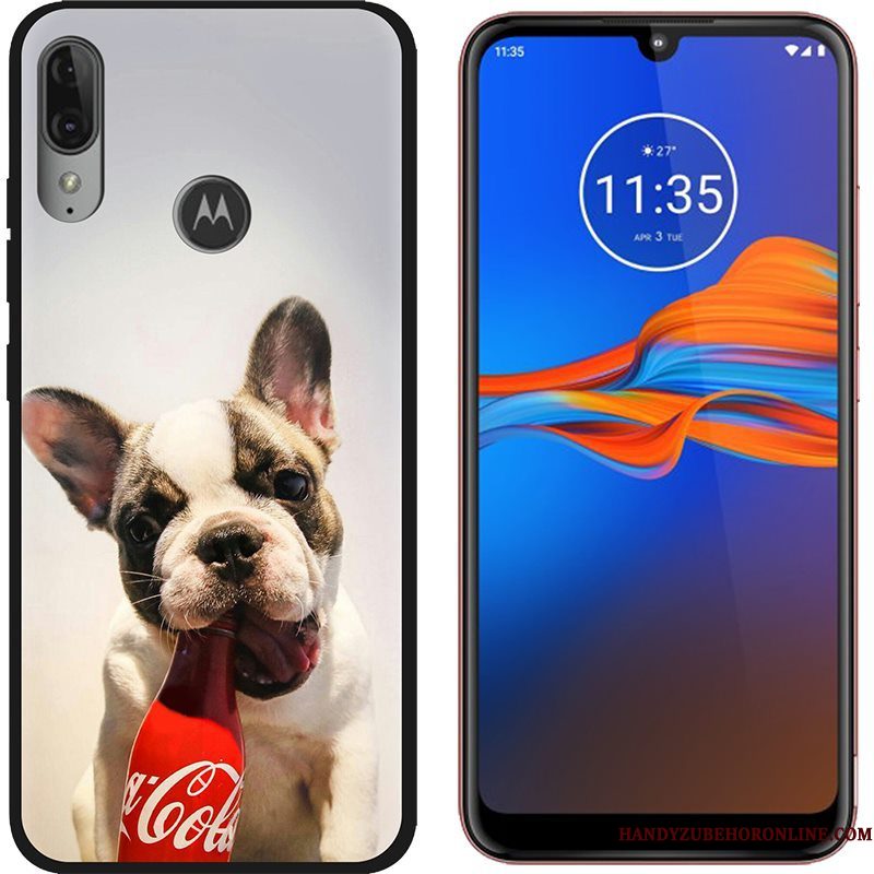 Hoesje Moto E6 Plus Spotprent Zwart Doek, Hoes Moto E6 Plus Geschilderd Groen Trend