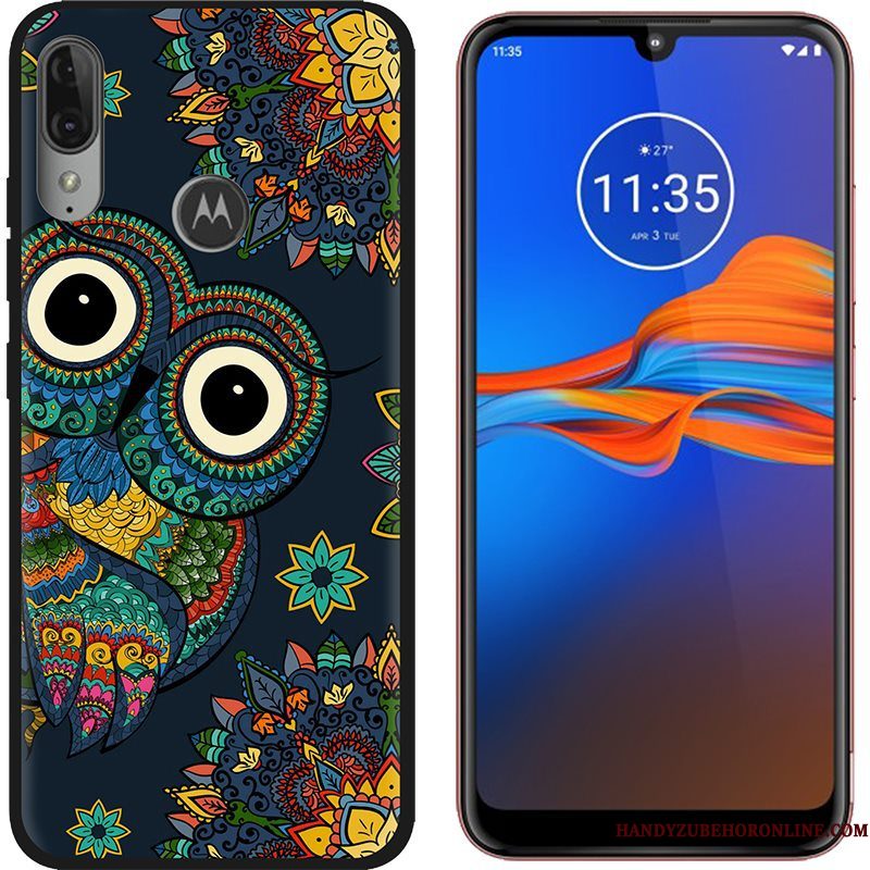 Hoesje Moto E6 Plus Spotprent Zwart Doek, Hoes Moto E6 Plus Geschilderd Groen Trend