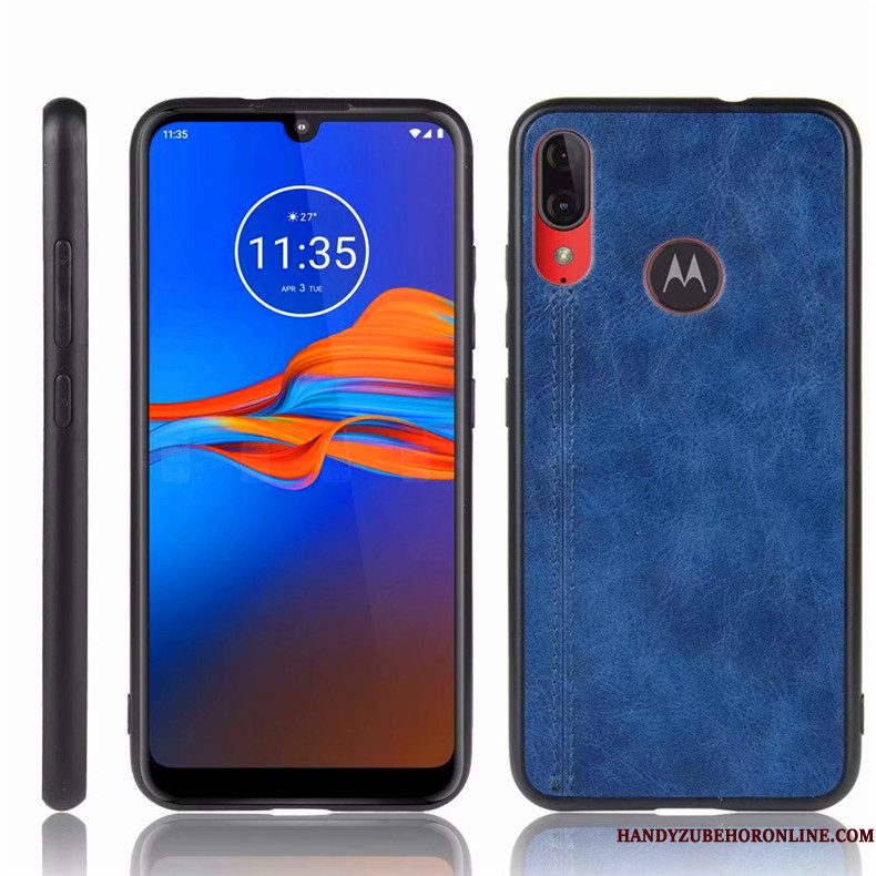 Hoesje Moto E6 Plus Zakken Anti-fall Blauw, Hoes Moto E6 Plus Bescherming Eenvoudigetelefoon