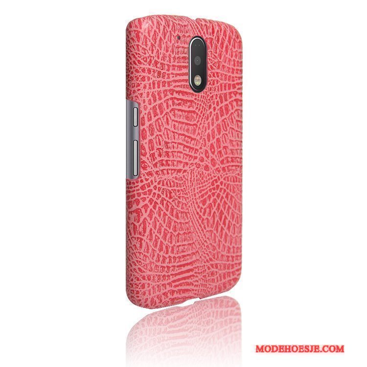 Hoesje Moto G4 Play Leer Rood Anti-fall, Hoes Moto G4 Play Bescherming Hard Kwaliteit