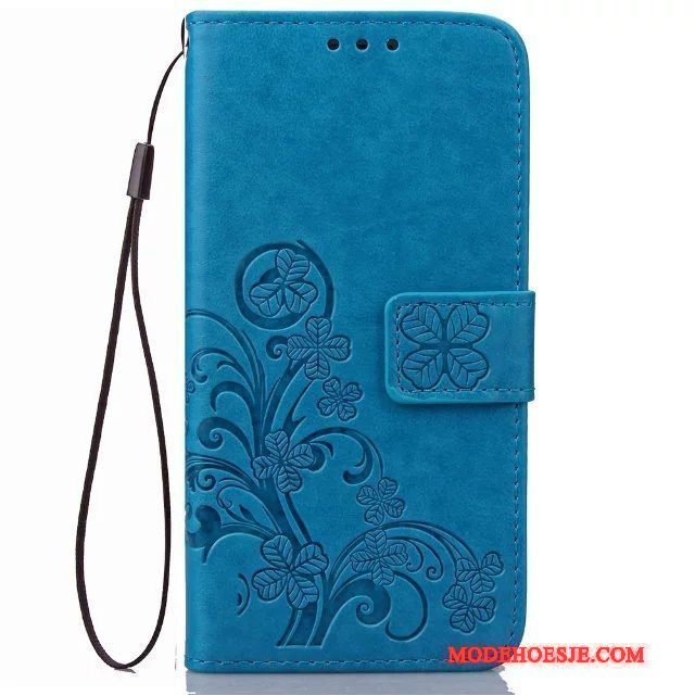 Hoesje Moto G4 Play Leer Zwarttelefoon, Hoes Moto G4 Play Folio Anti-fall