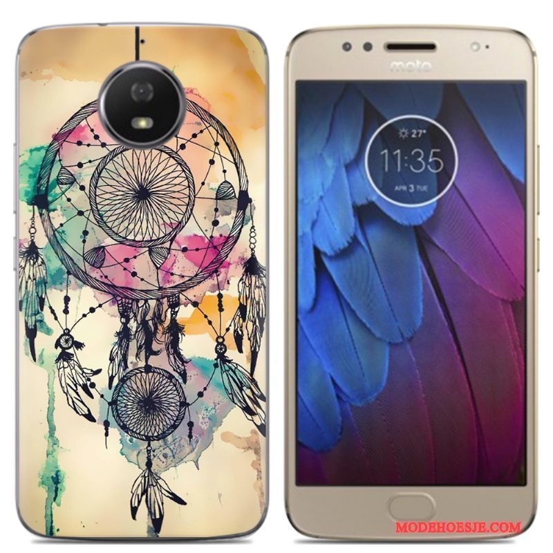 Hoesje Moto G5 Bescherming Anti-fall Groen, Hoes Moto G5 Siliconen Trend Eenvoudige